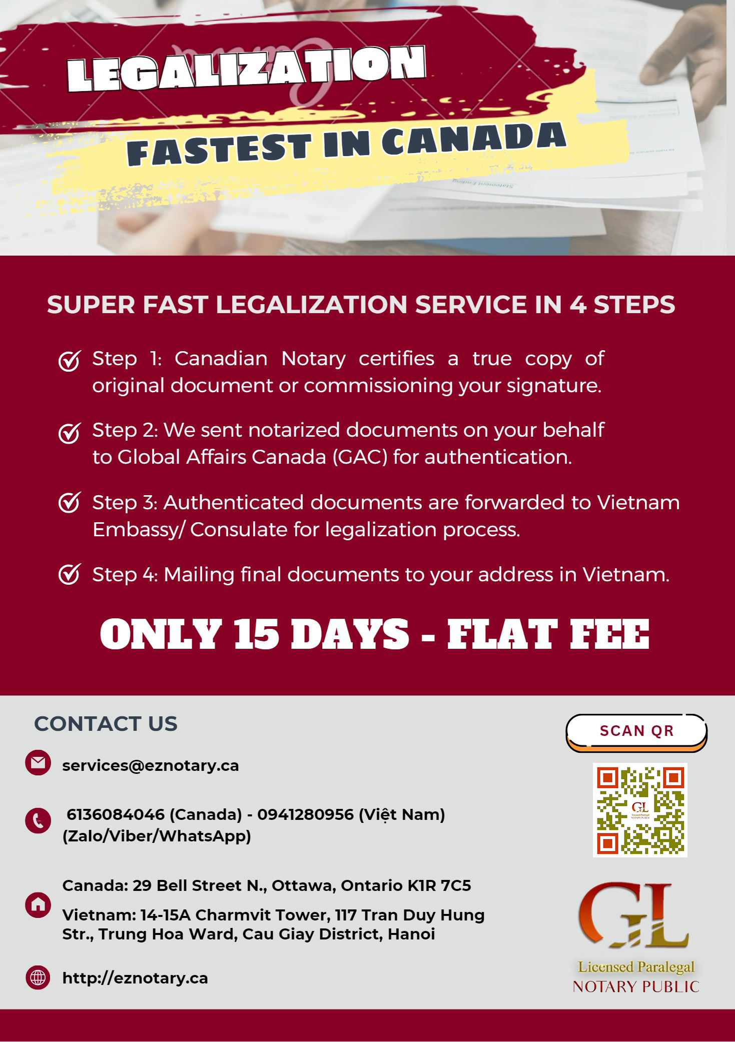Legalization service for use in Vietnam